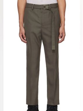 sacai Taupe Belted Trousers